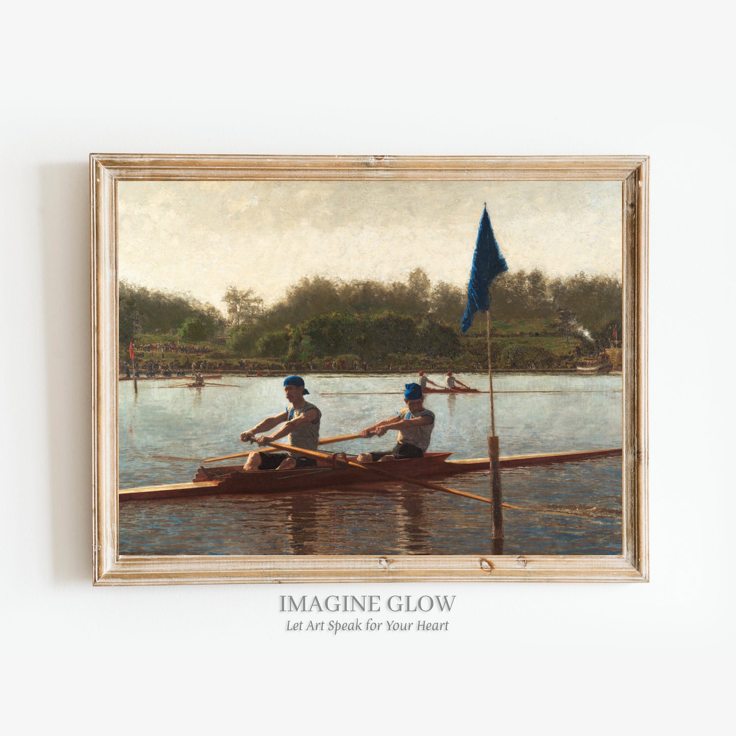 The Biglin Brothers Rowing Race 19th-century antique painting