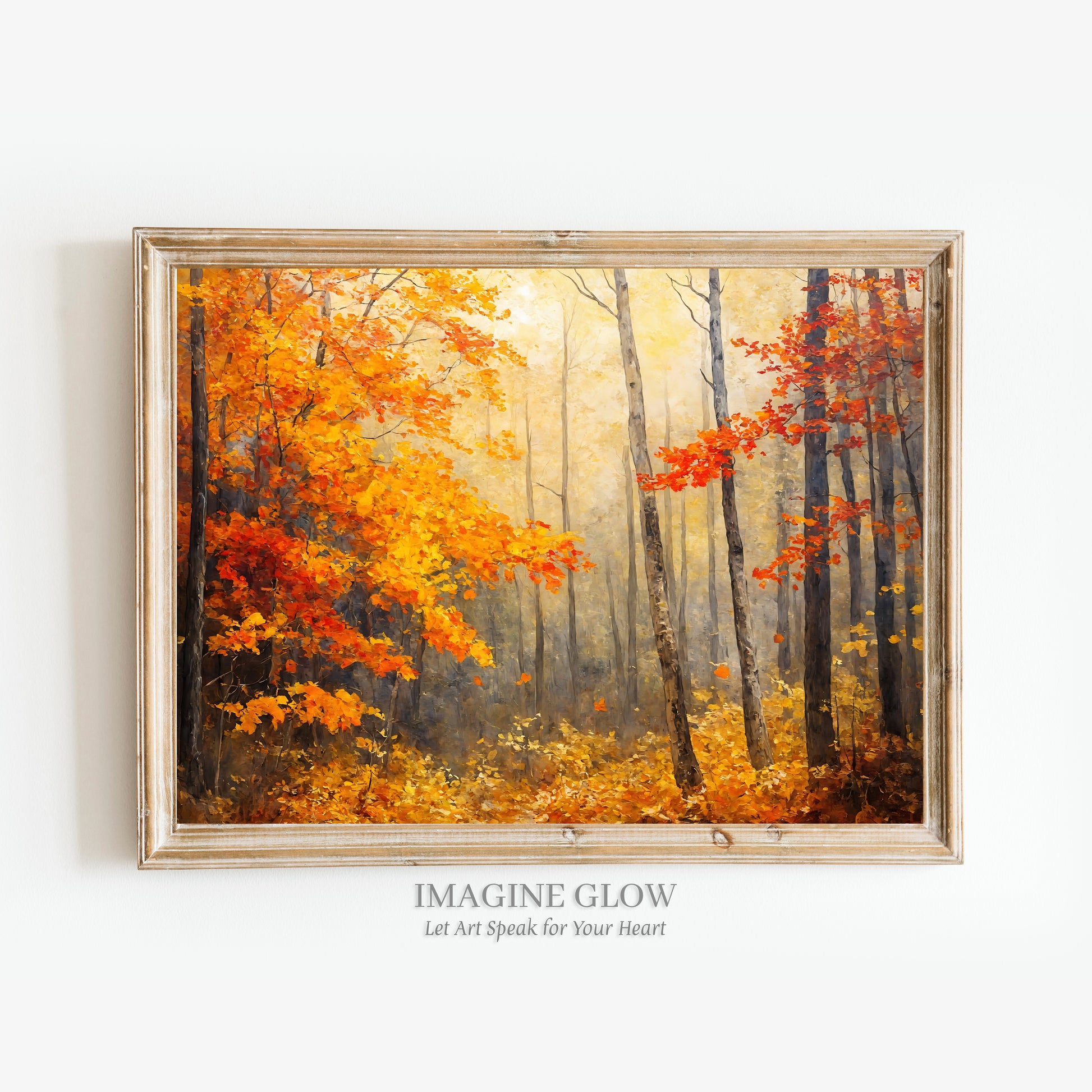 Vibrant fall foliage painting for seasonal room accents