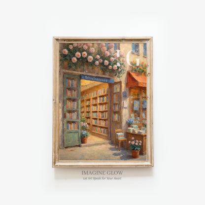 Printable floral bookstore wall art for bookshop-themed decor.