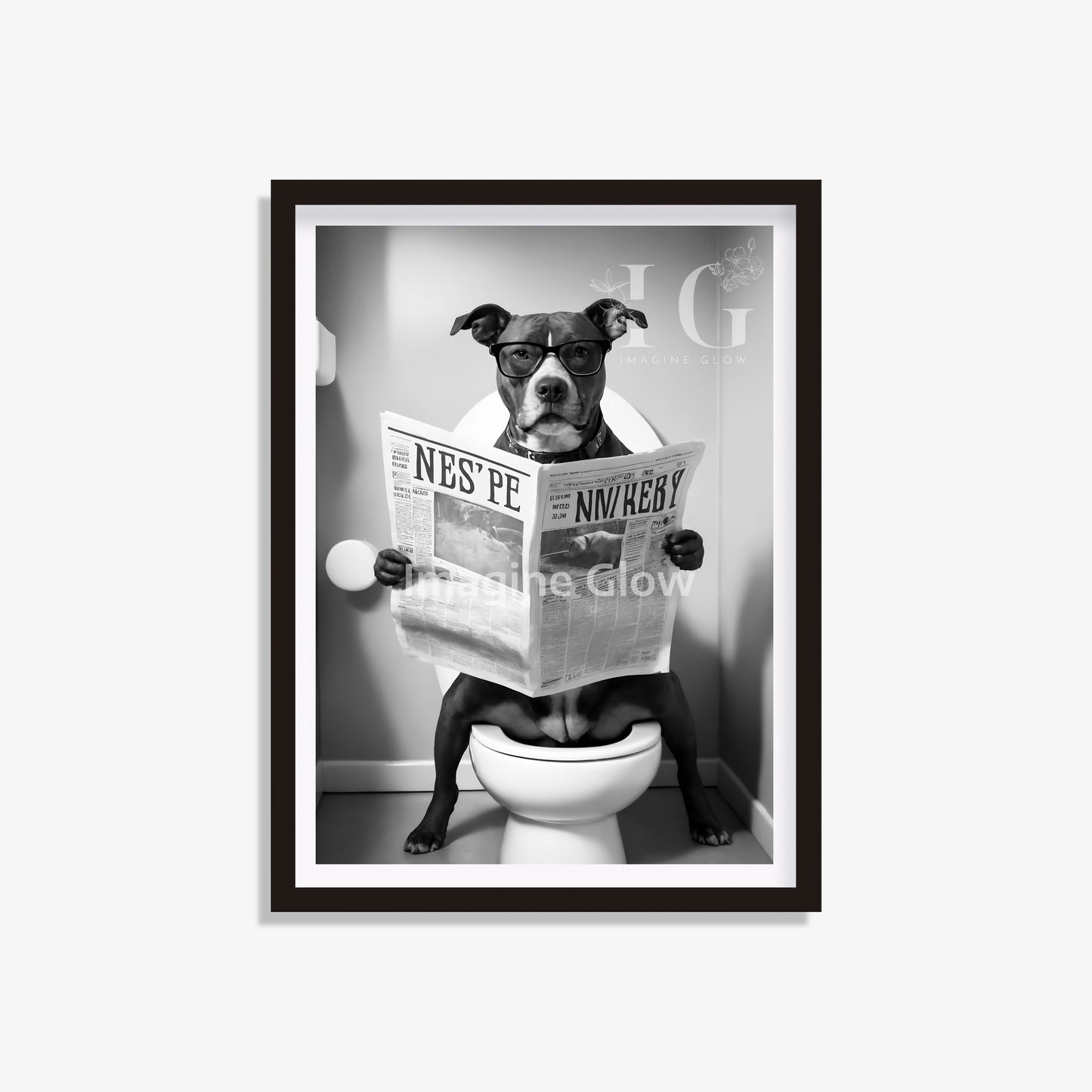 Pitbull dog on toilet printable with a funny dog illustration