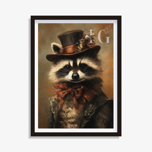 Victorian Raccoon Art - Classic Animal Portrait