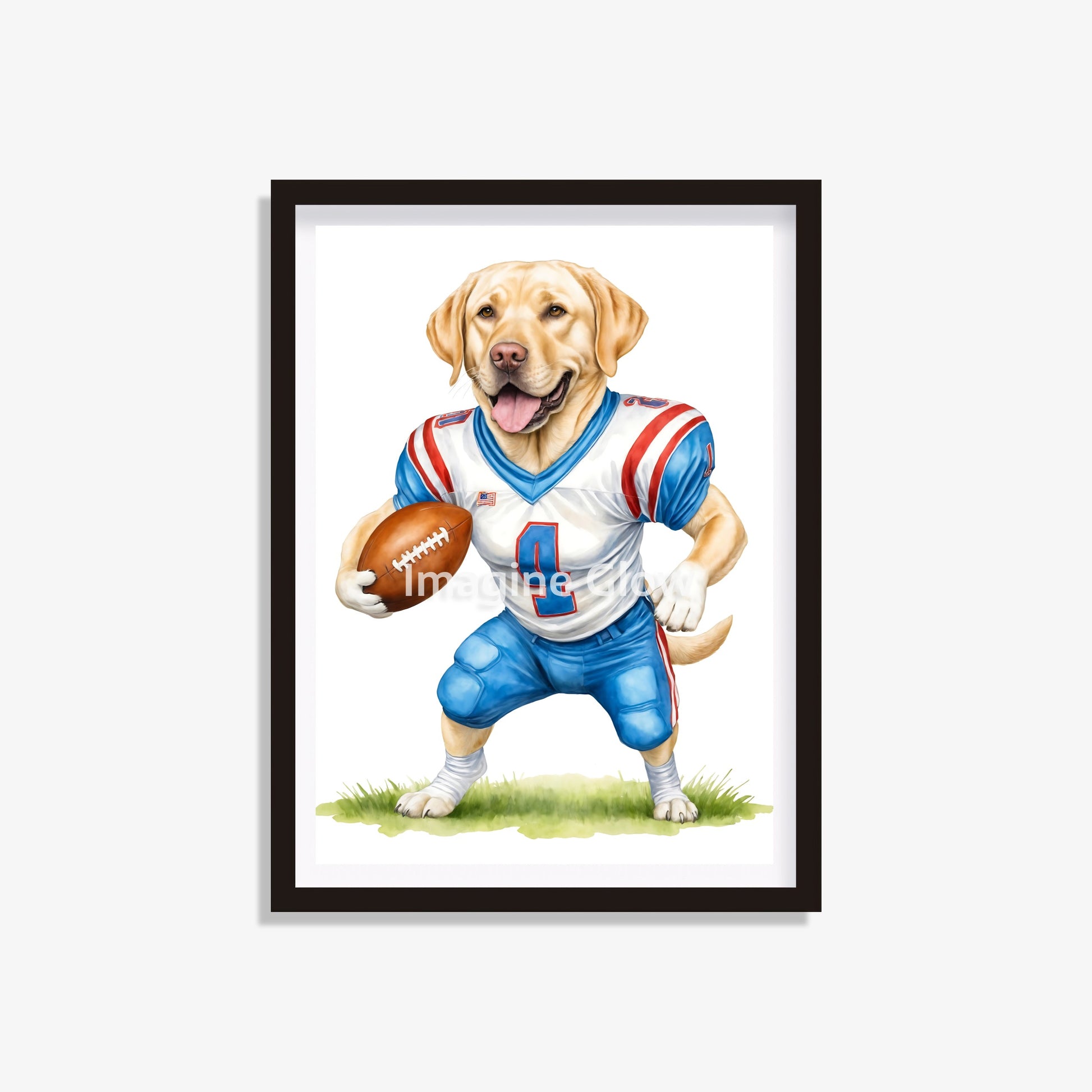 Cute Labrador Retriever football illustration for home decor