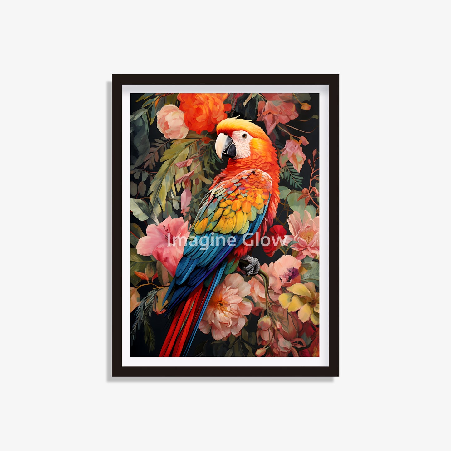 Colorful parrot art print for tropical wall decor