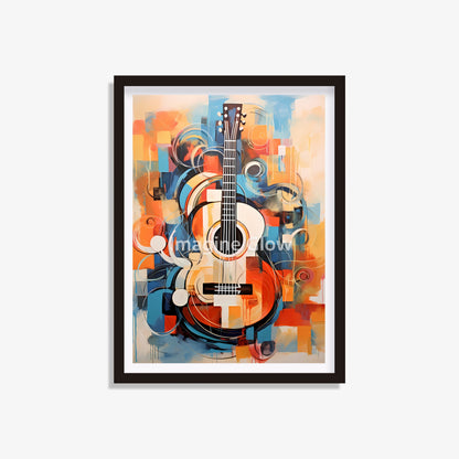 Elegant wall art featuring a detailed guitar illustration