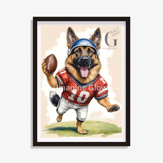 Football Art - German Shepherd Dog Sport Decor