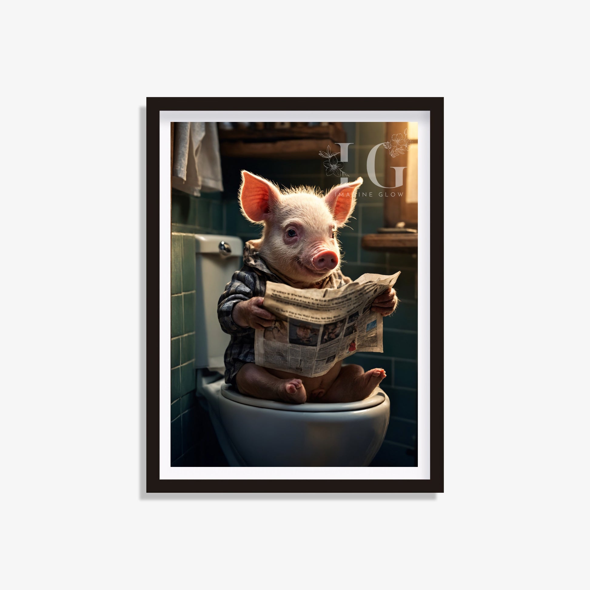 Pig in toilet printable featuring a humorous design
