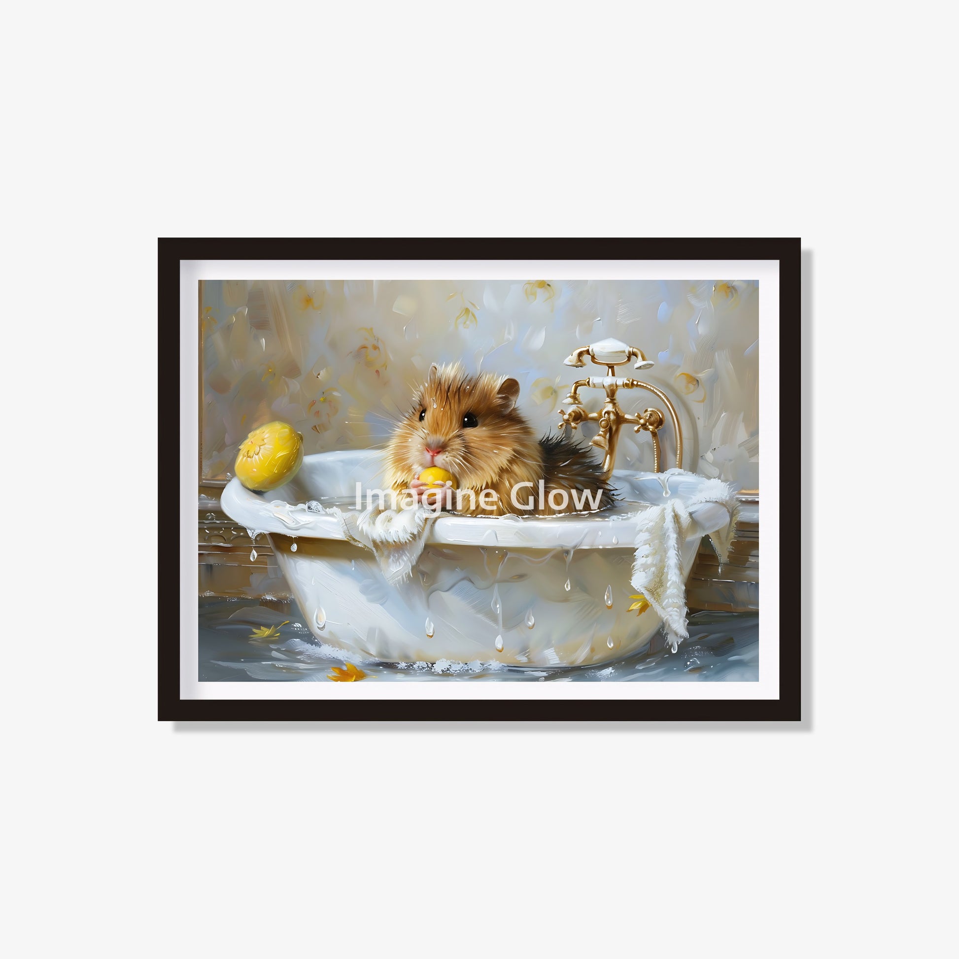 Hamster in bathtub printable featuring a cute animal illustration