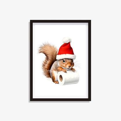 Squirrel in toilet printable featuring a colorful and whimsical illustration