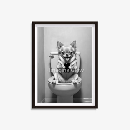 Chihuahua dog in a toilet bathroom wall art