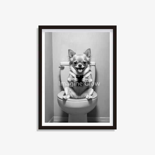 Chihuahua dog in a toilet bathroom wall art