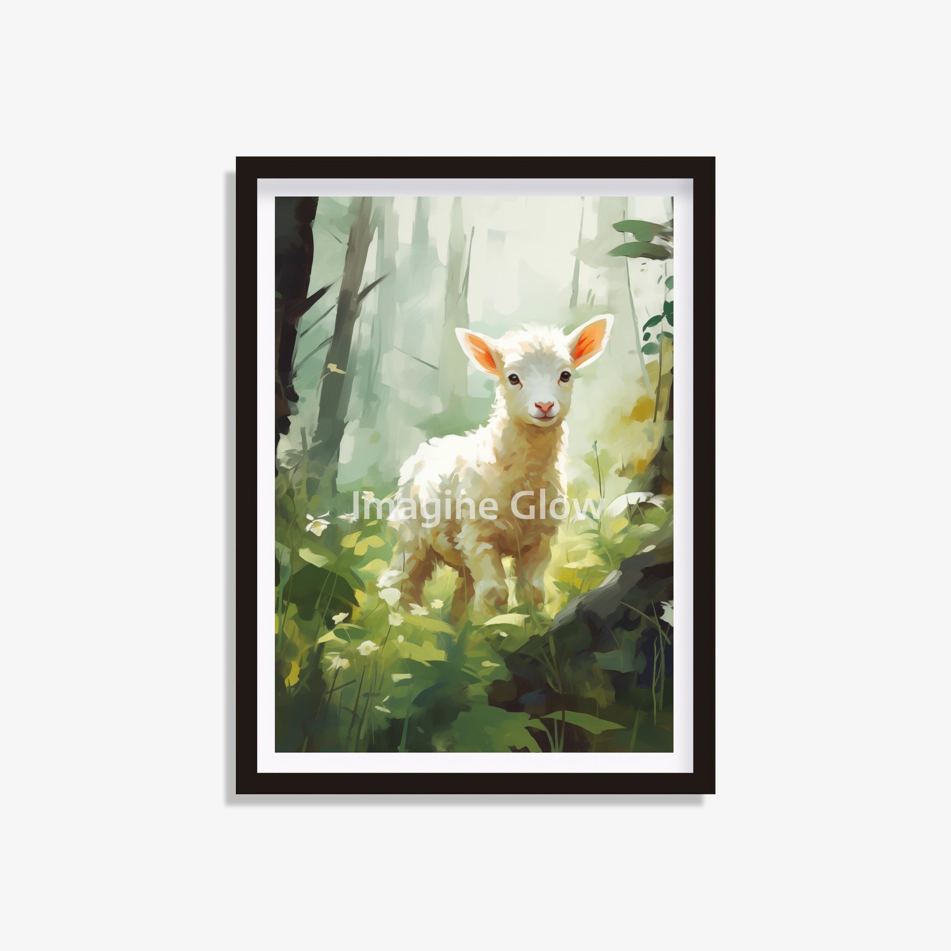 Charming lamb art print for kids' nursery decor