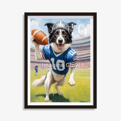 Football Art - Border Collie Dog Sport Decor