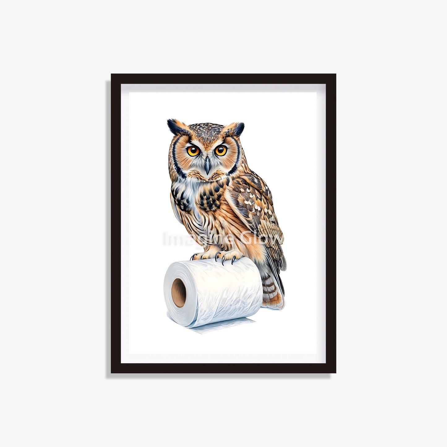 Owl in toilet printable featuring a funny and colorful illustration