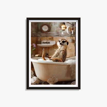 Meerkat in the bathtub printable featuring a cute, relaxed meerkat