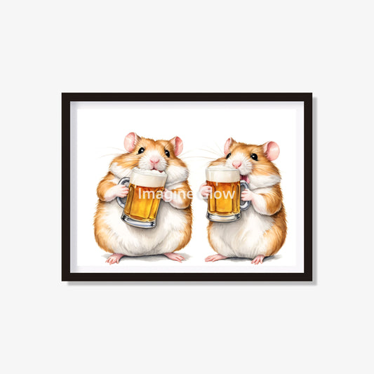 Funny hamster art print for cheerful wall decor