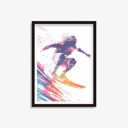 Printable surfing print capturing the excitement of the ocean