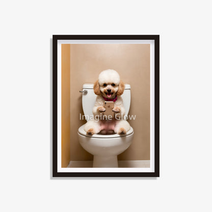 Poodle dog in toilet printable featuring a humorous design