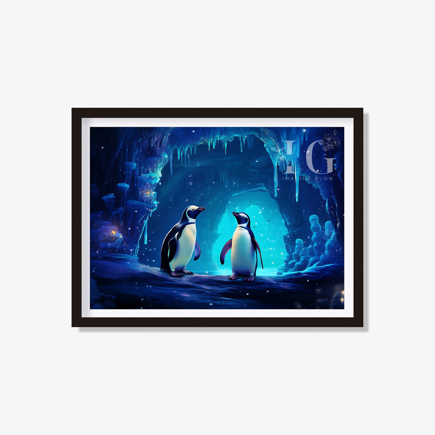 Sweet penguin couple illustration for kids room decoration