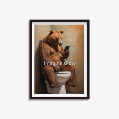 Printable bathroom wall art featuring a bear in a toilet.