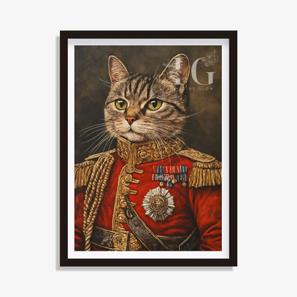 Aristocratic cat art print with Renaissance-style portrait for elegant decor.