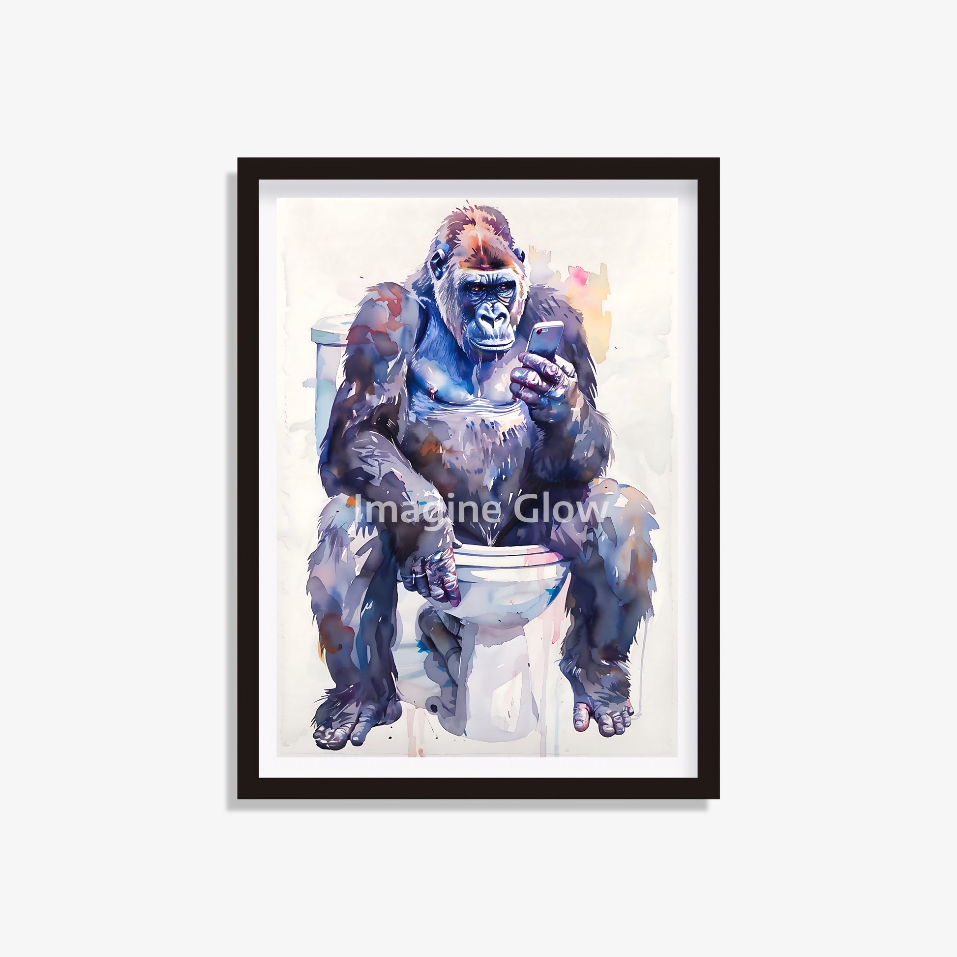 Gorillas in toilet printable with a funny and colorful illustration