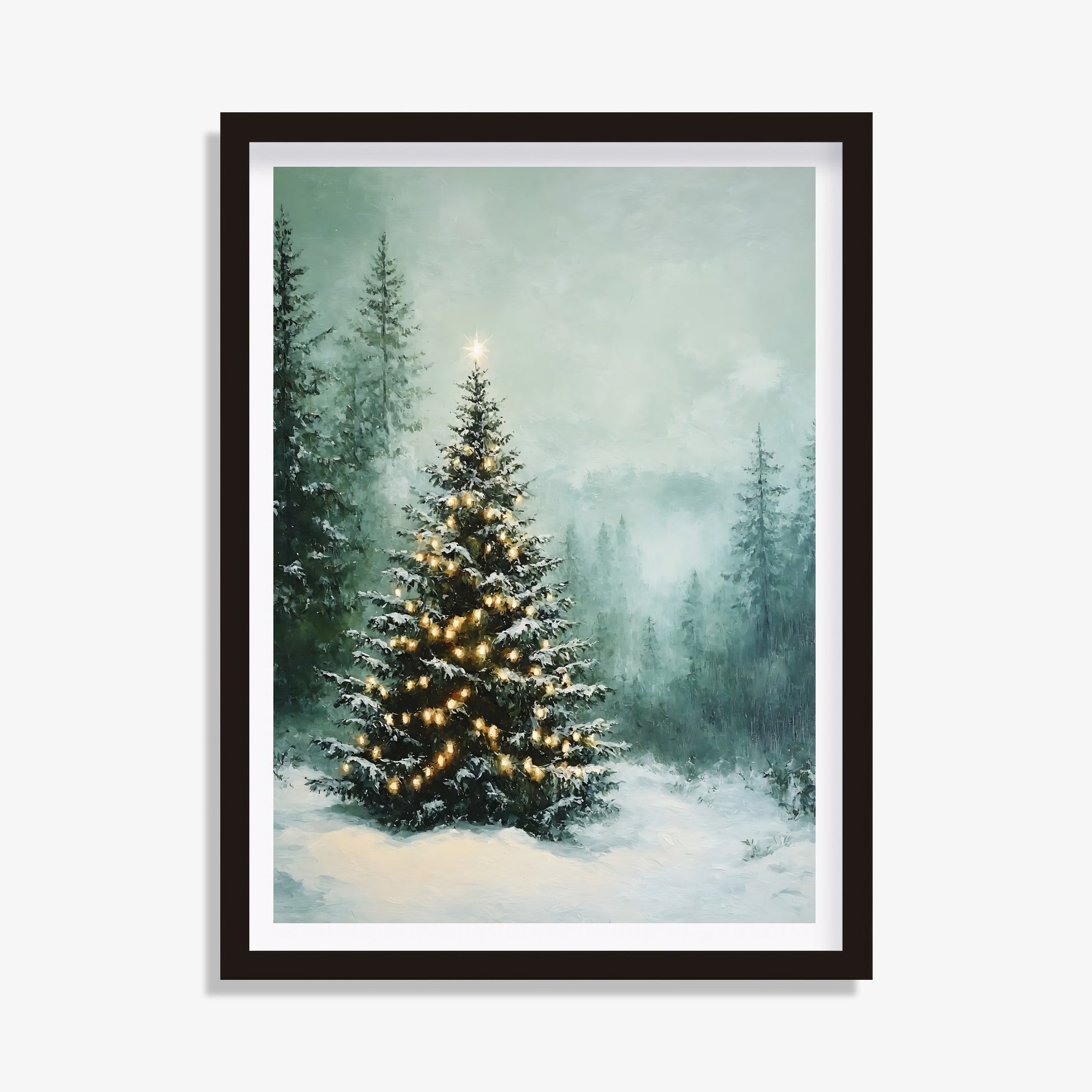 Printable Christmas tree art for winter-themed wall decor