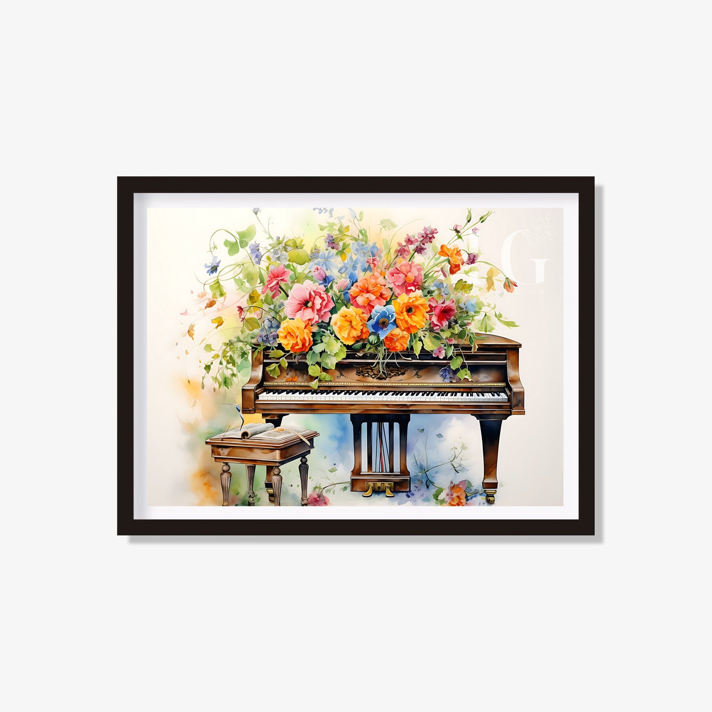 Stylish wall art featuring a grand piano design