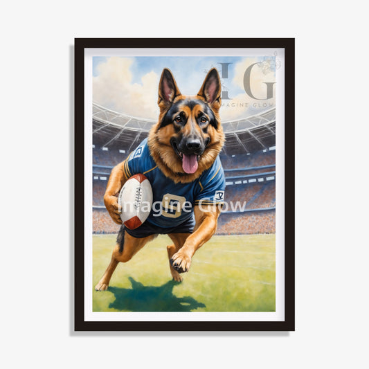 German Shepherd Rugby Art - Funny Dog Costume Art