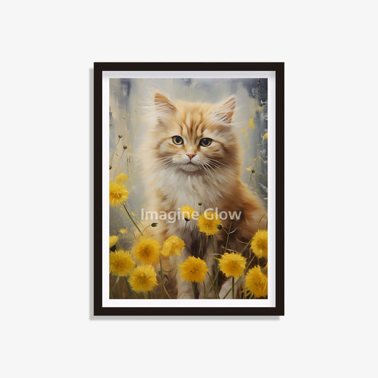 Elegant Cat Floral Art, ideal for sophisticated wall decor.