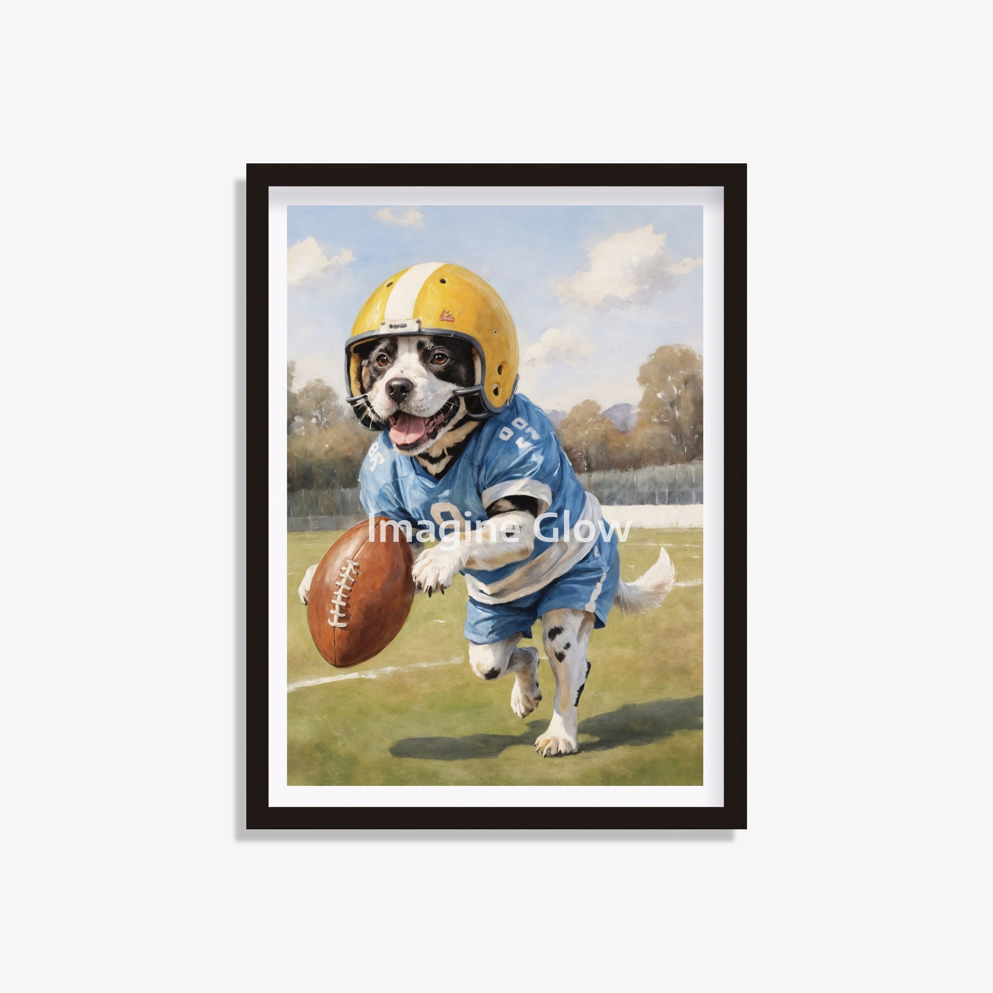 Cute dogs ready for a football game - printable art