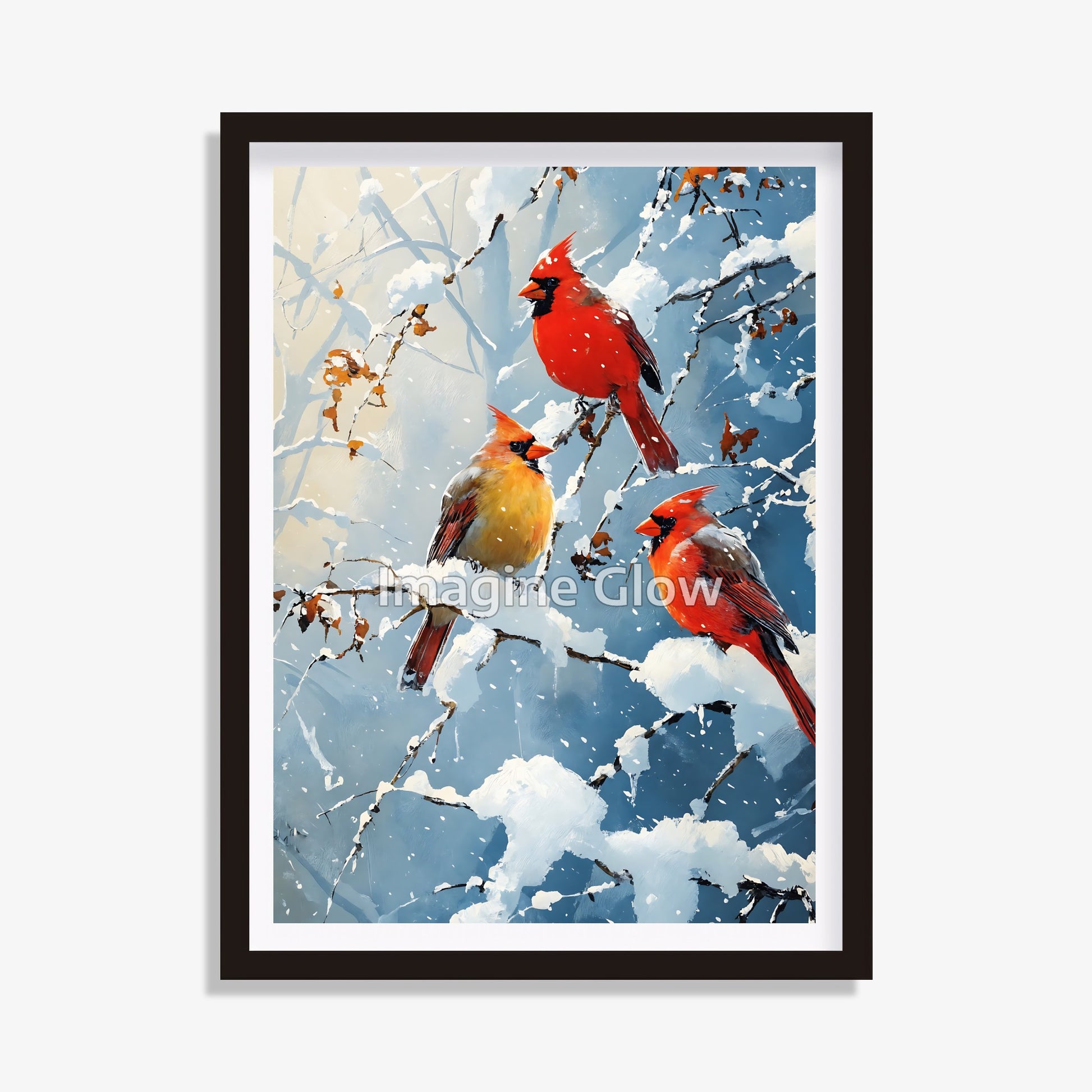 Printable winter art featuring a cardinal, perfect for seasonal animal wall decor.