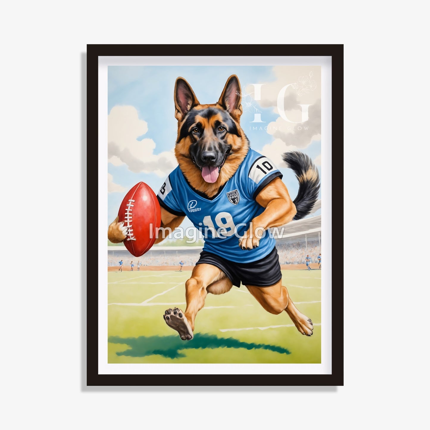 Football Art - German Shepherd Dog Sport Decor