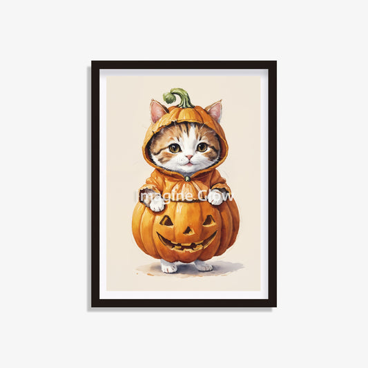 Funny Cat Halloween Art for playful and festive animal decor.