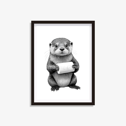 Otter in toilet printable with a funny animal illustration