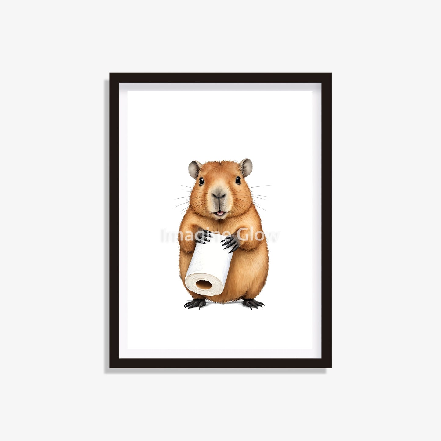 Printable bathroom wall art featuring Capybaras in a toilet for a playful decor.