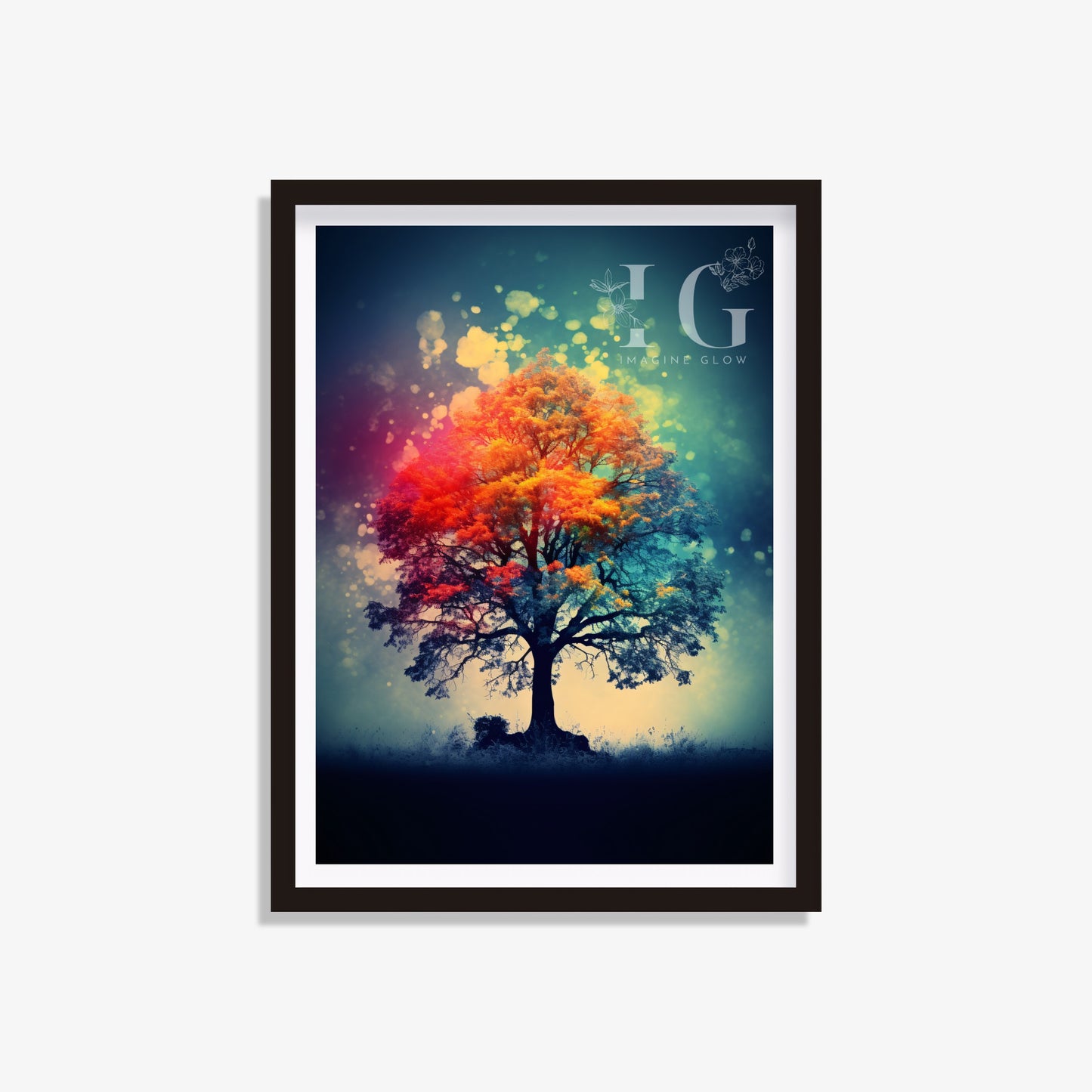 Colorful tree art printable featuring a vibrant and lively design