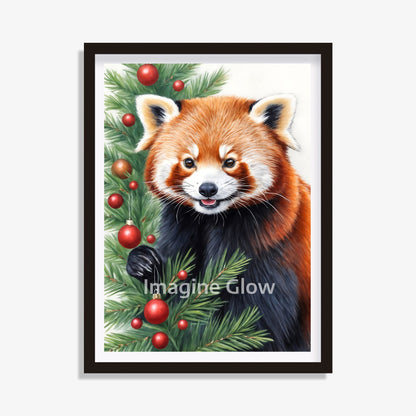 Christmas Red Panda Art - Winter Animal Decor Printable