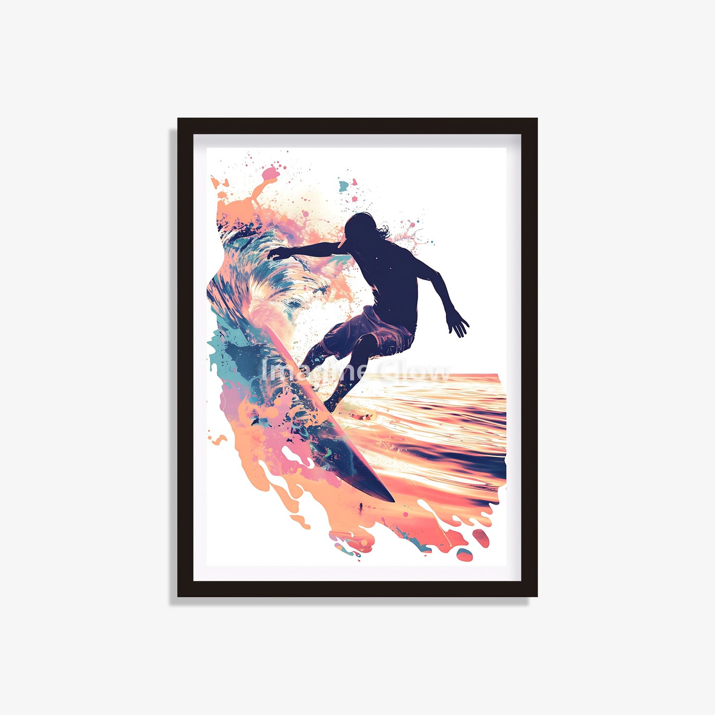 Dynamic surfer print for coastal and sport-themed decor