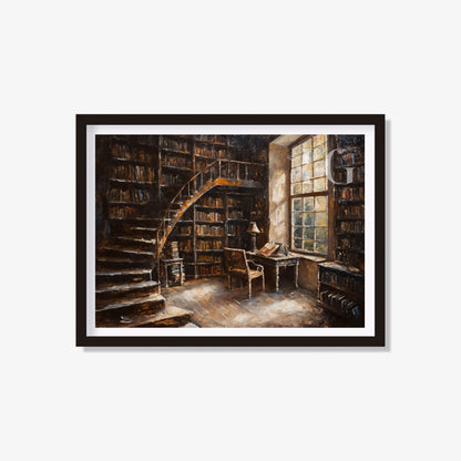 Nostalgic bookshop wall art for book lovers' spaces