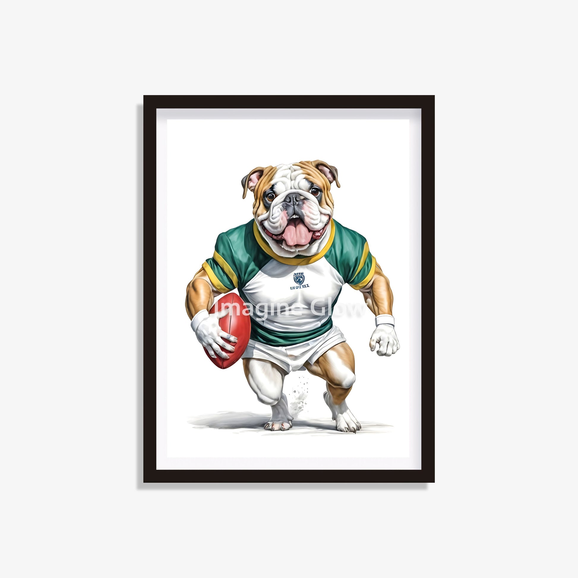 Humorous Bulldog football art, ideal for adding charm to game day decor