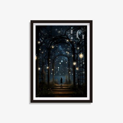 Printable mystical night art print for home decor