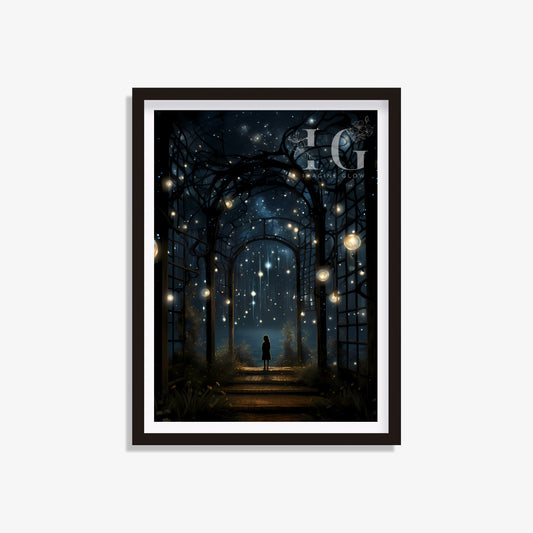 Printable mystical night art print for home decor