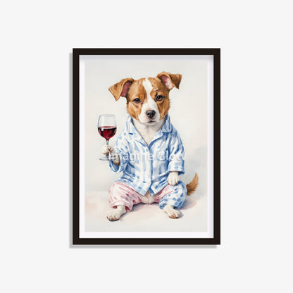 Whimsical dog wine art for pet lovers and wine enthusiasts