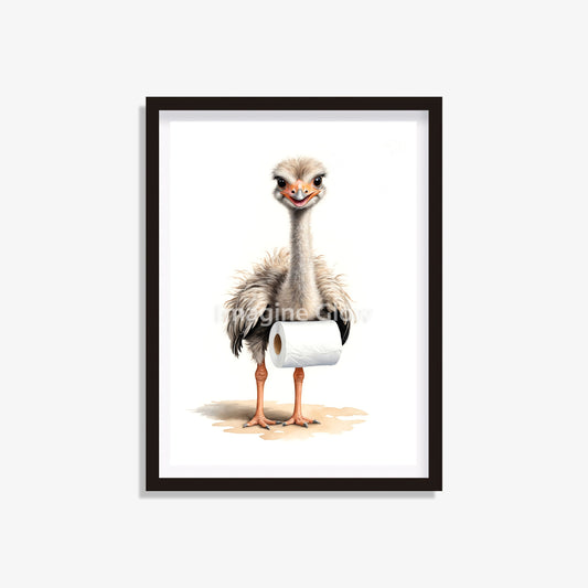 Ostrich in toilet printable with a funny and quirky illustration