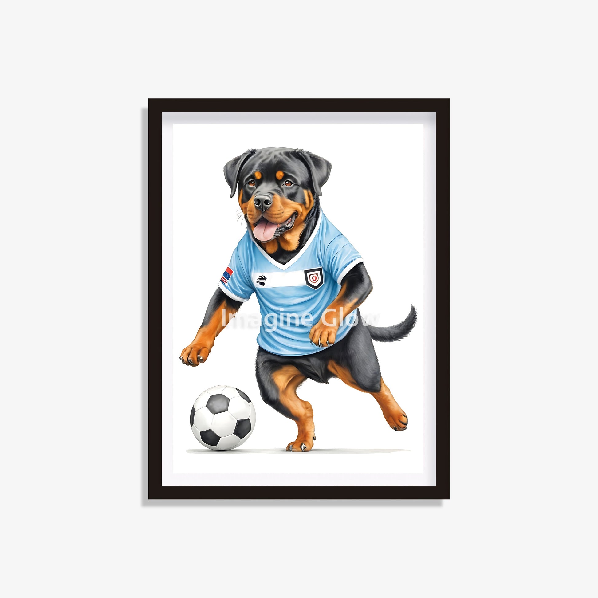 Rottweiler dog ready for the soccer field - printable art