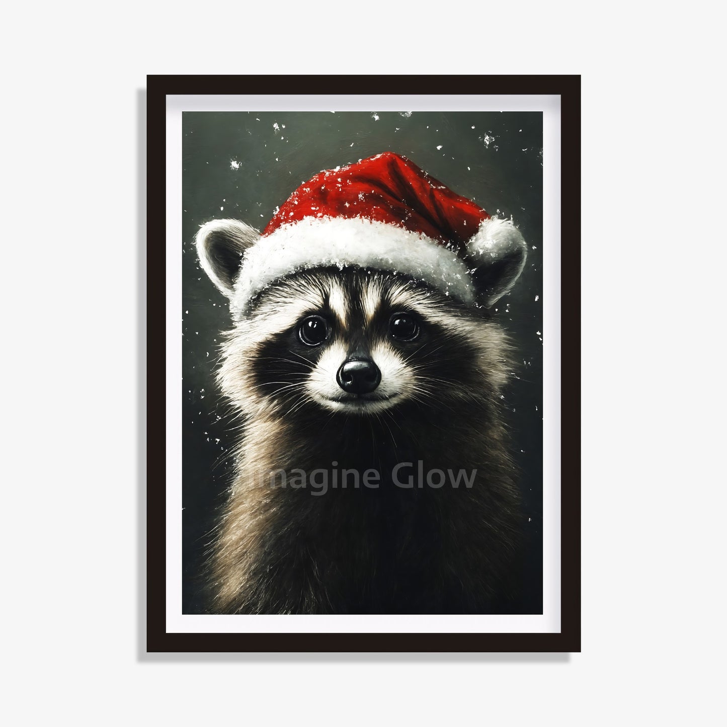 Christmas Raccoon printable art styled as a Renaissance portrait, perfect for festive decor.