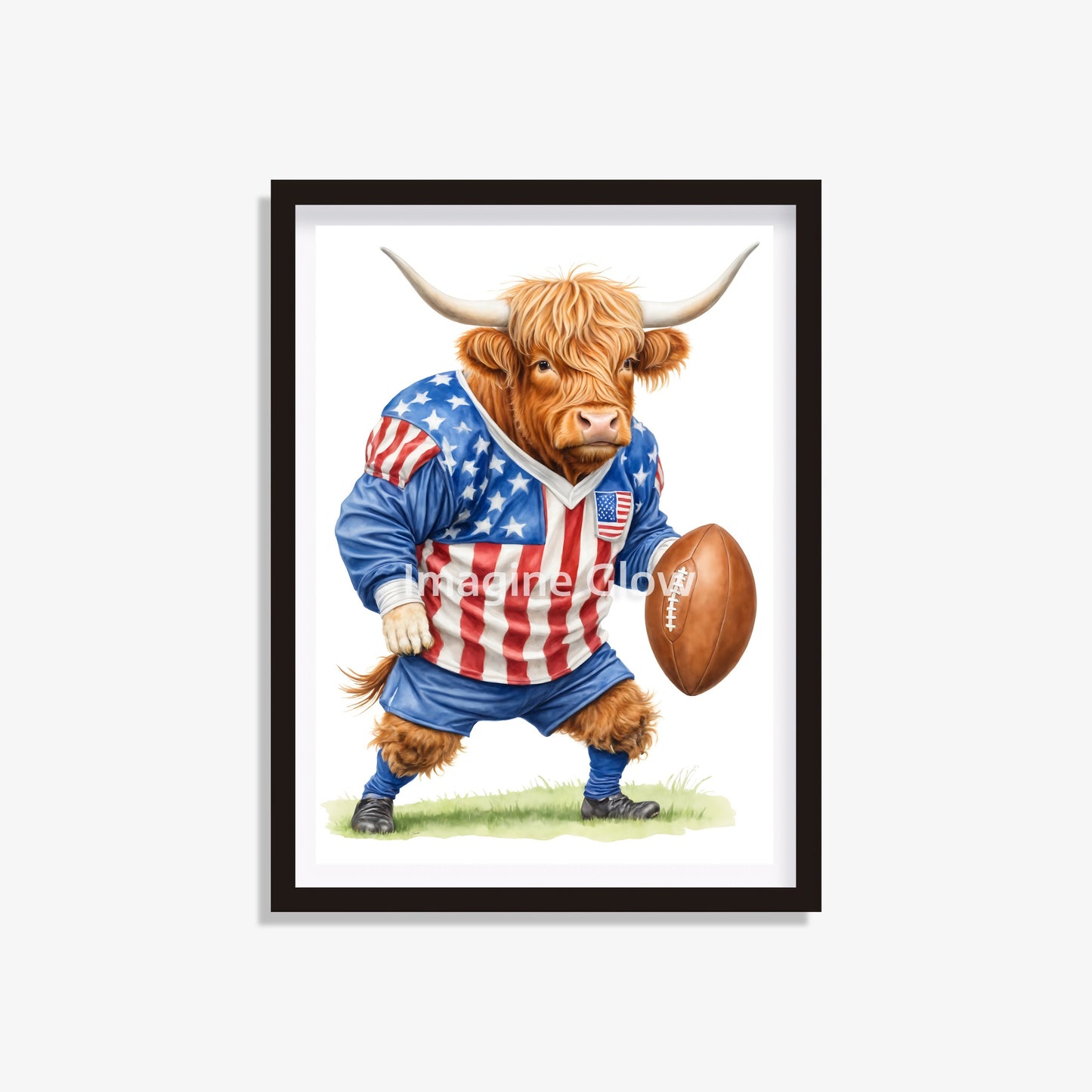 Highland cattle in football gear printable wall art