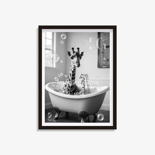 Giraffe in the bathtub - Bathroom Wall Decor