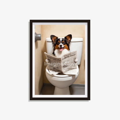 Papillon Dog in Toilet - Bathroom Wall Art