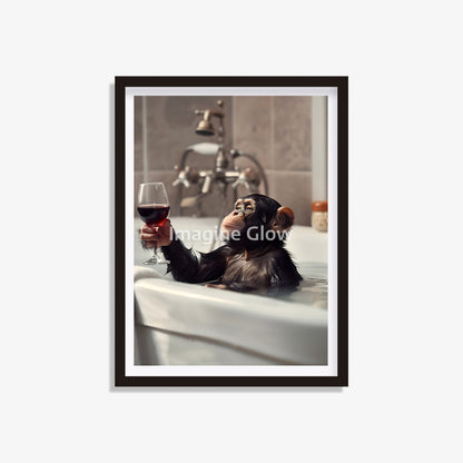 Monkey in the bathtub printable featuring a funny and colorful illustration